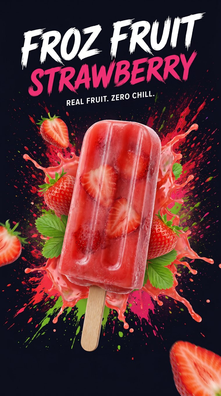 Froz Fruit Chunky Strawberry Bar — Mohawk Melts